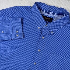 Ariat Pro Series Button Down Long Sleeve Blue Micro Check Button Down Men's XXL